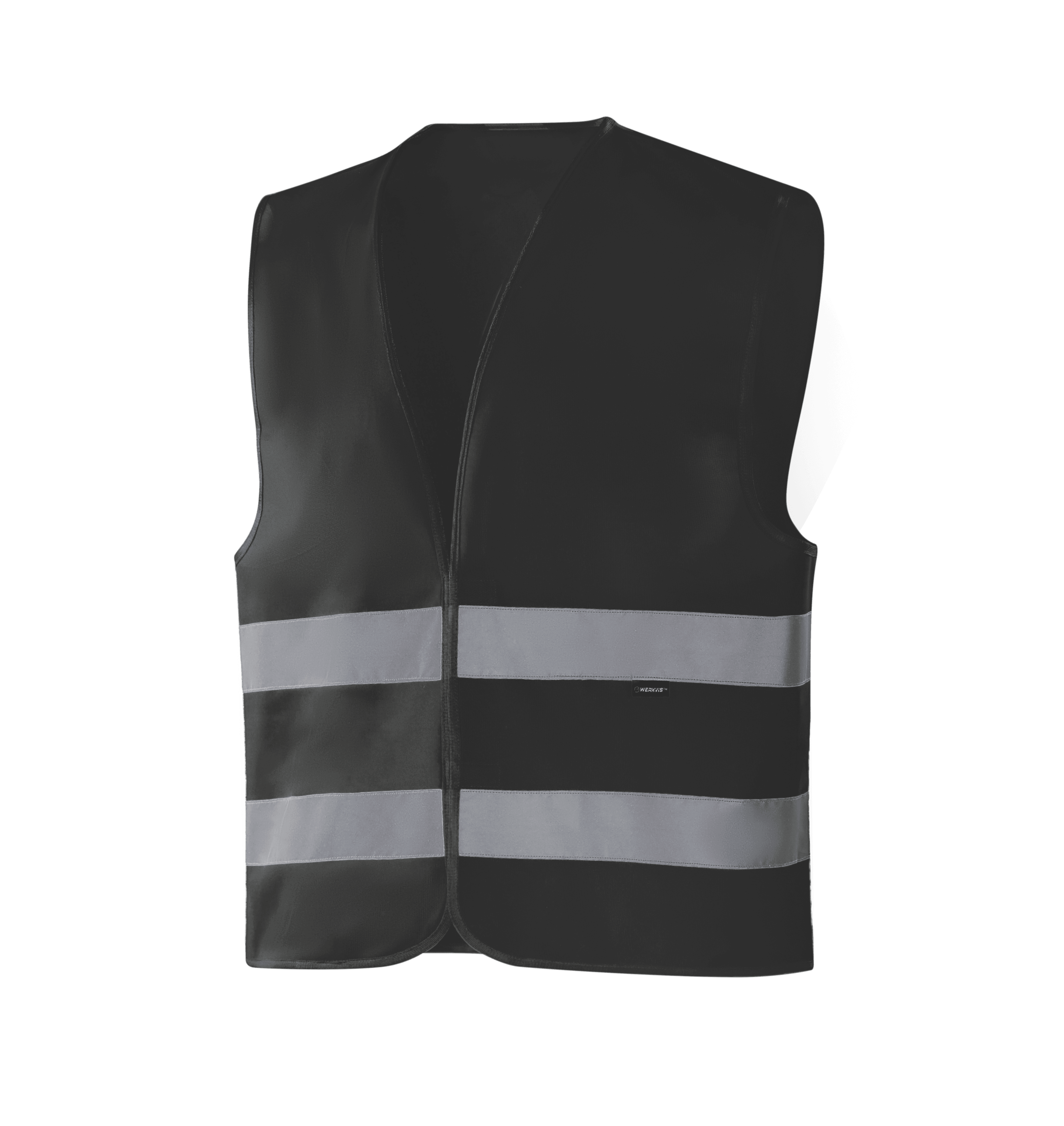 WV201 GOTEBORG hi-vis black vest with reflective bands, safe for outdoor work, some colors meet EN 17353 Type B3